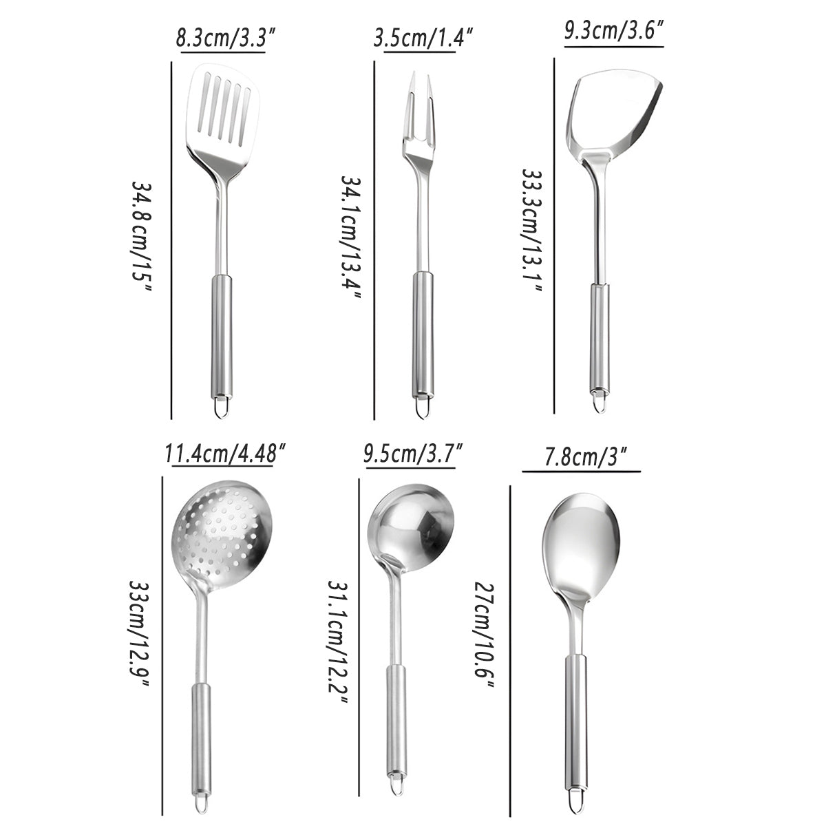 6 Piece Stainless Steel Kitchen Spatula Utensil Set Magnetic