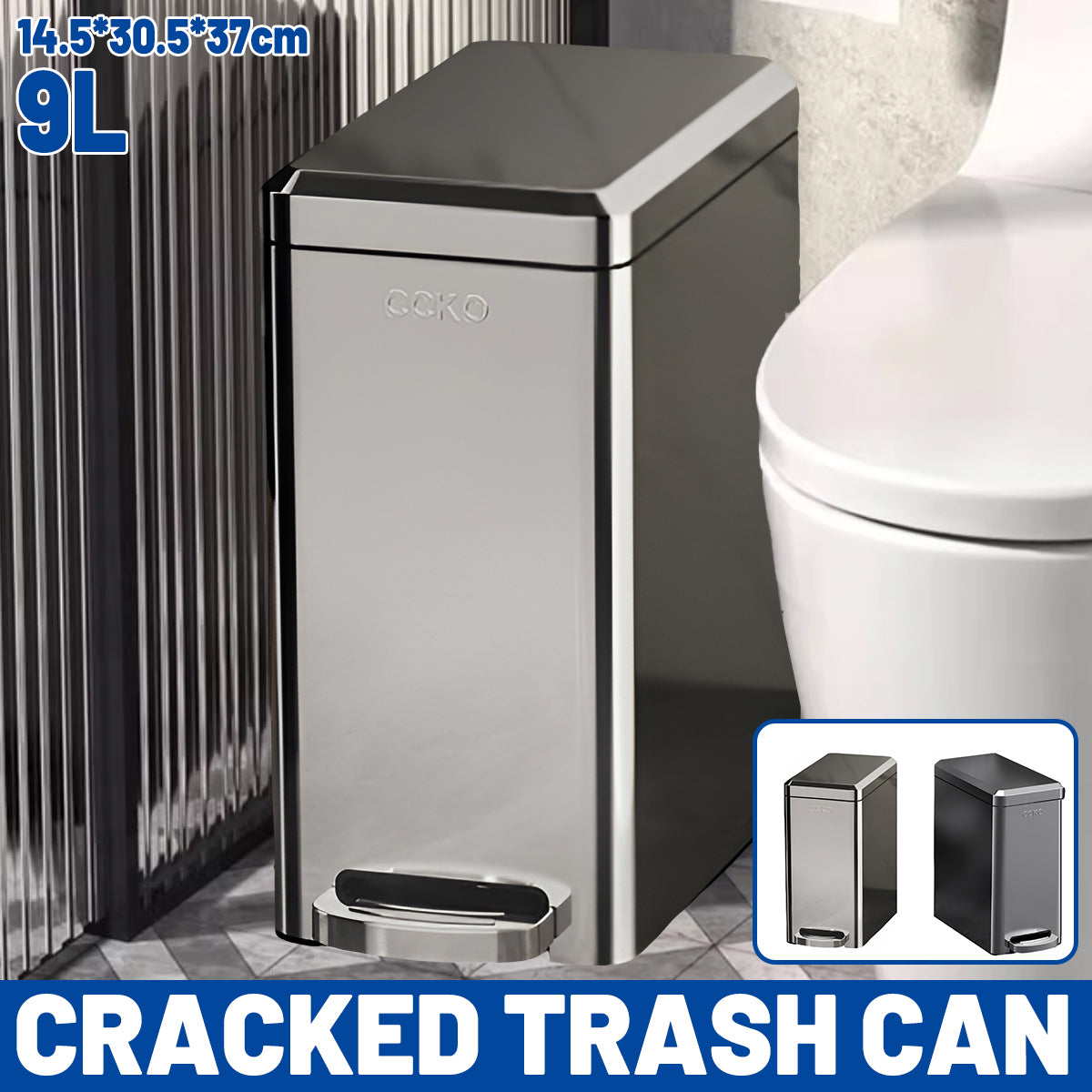 Kitchen Trash Can 9L Household Pedal Bin with Lid Large Capacity Waste Bucket