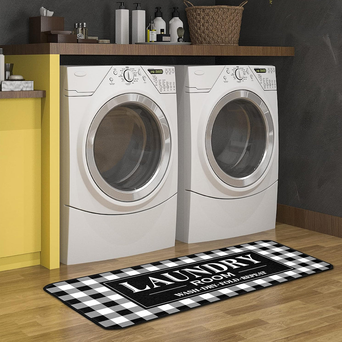 Absorbent Non Slip Mat Graffiti Letter Printed Rug for Bedroom and Entryway AU