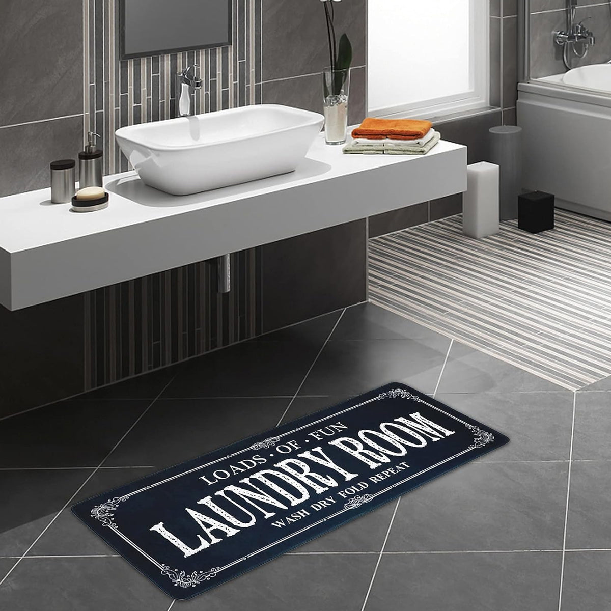 Absorbent Non Slip Mat Graffiti Letter Printed Rug for Bedroom and Entryway AU