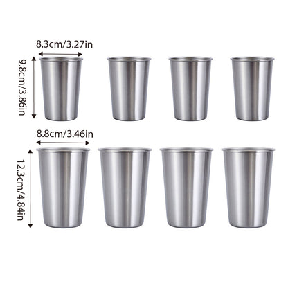 4PCS Stainless Steel Mug Set Portable Travel Cups Durable Drinking Coffee Mugs