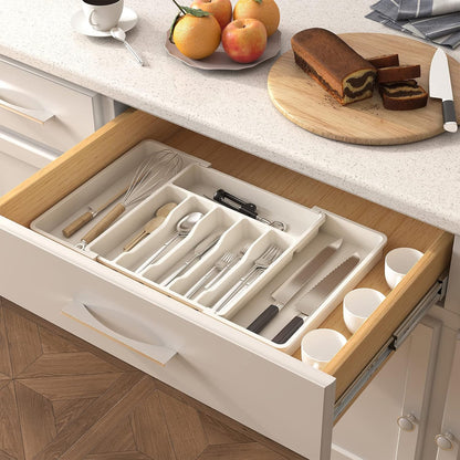 Portable Tableware Storage Box Telescopic Household Cutlery Tray Organizer
