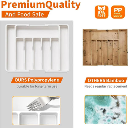 Portable Tableware Storage Box Telescopic Household Cutlery Tray Organizer