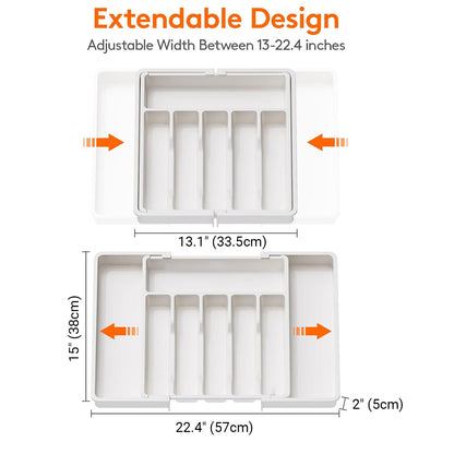 Portable Tableware Storage Box Telescopic Household Cutlery Tray Organizer