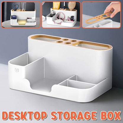 Office Organizer Pen Holder with Slots for Pens Phone Cards Remote Sticky Notes