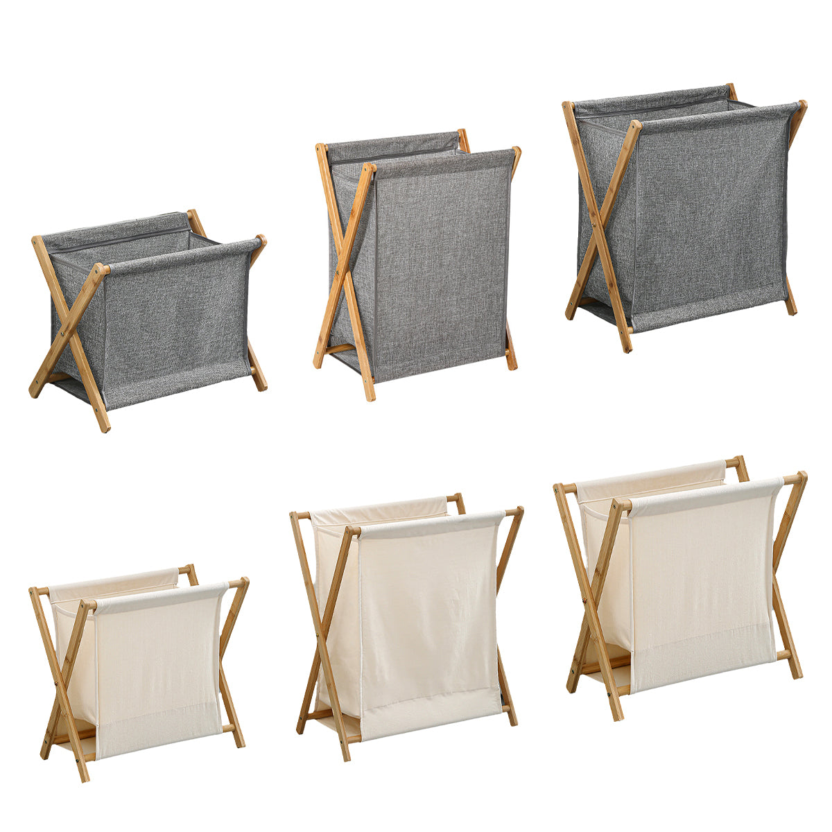 Wooden Collapsible Laundry Basket with Breathable Fabric