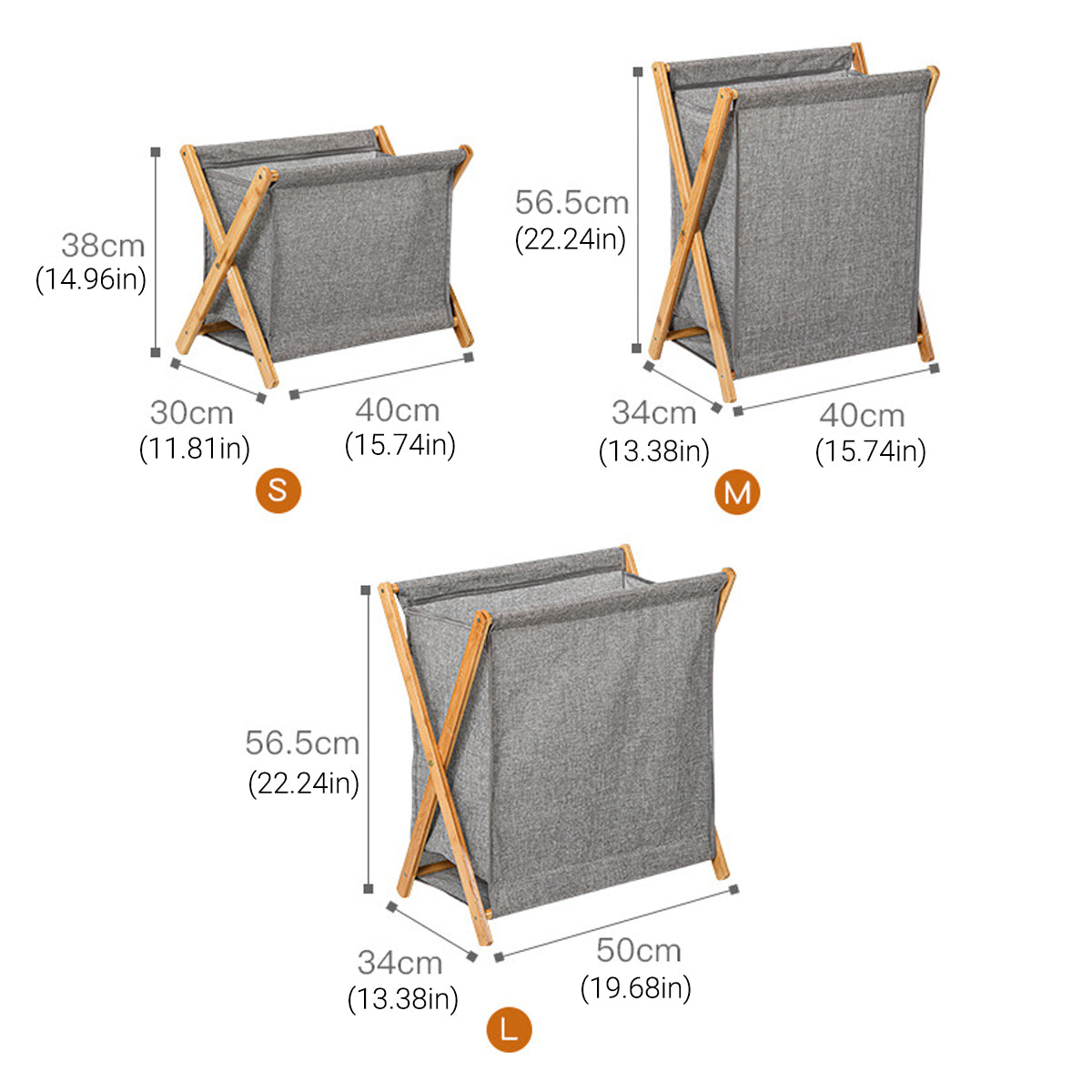 Wooden Collapsible Laundry Basket with Breathable Fabric