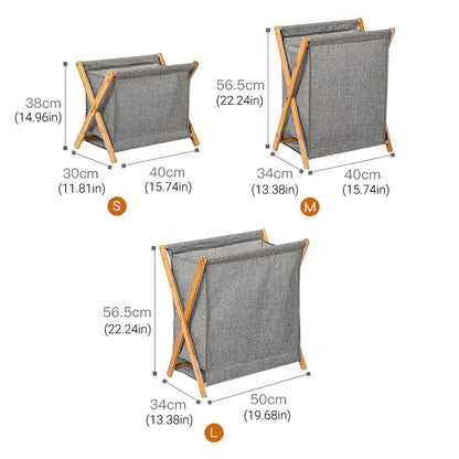Wooden Collapsible Laundry Basket with Breathable Fabric
