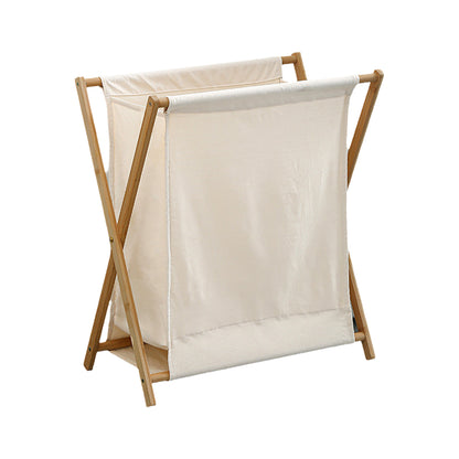 Wooden Collapsible Laundry Basket with Breathable Fabric