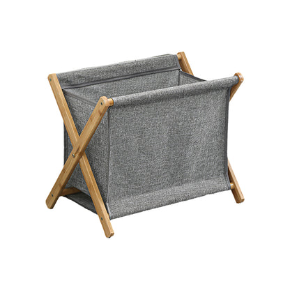Wooden Collapsible Laundry Basket with Breathable Fabric