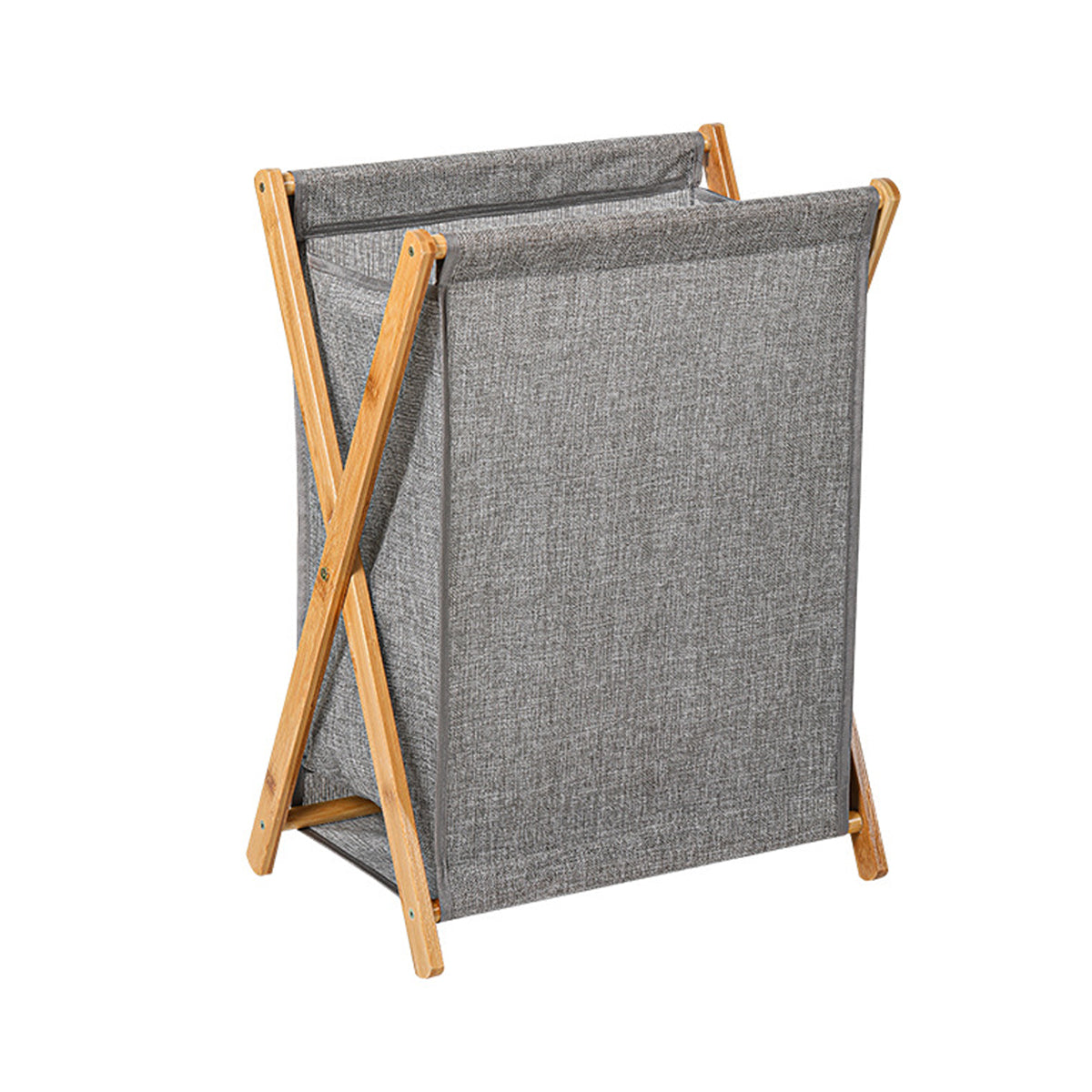 Wooden Collapsible Laundry Basket with Breathable Fabric