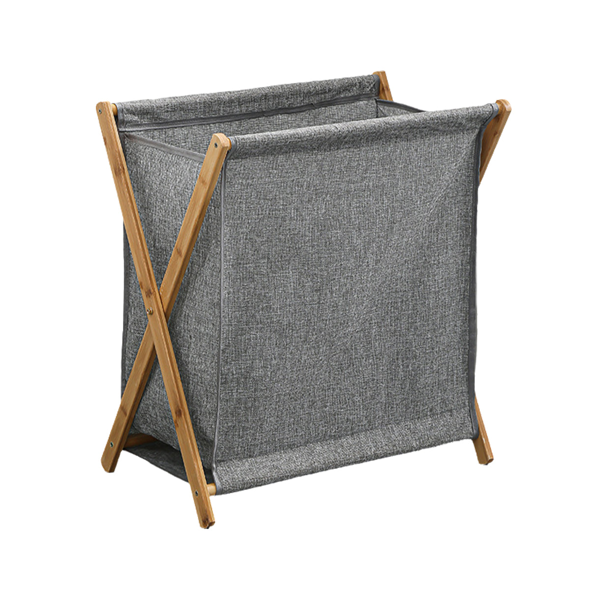 Wooden Collapsible Laundry Basket with Breathable Fabric