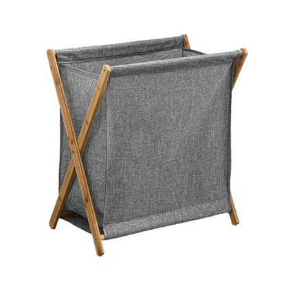 Wooden Collapsible Laundry Basket with Breathable Fabric