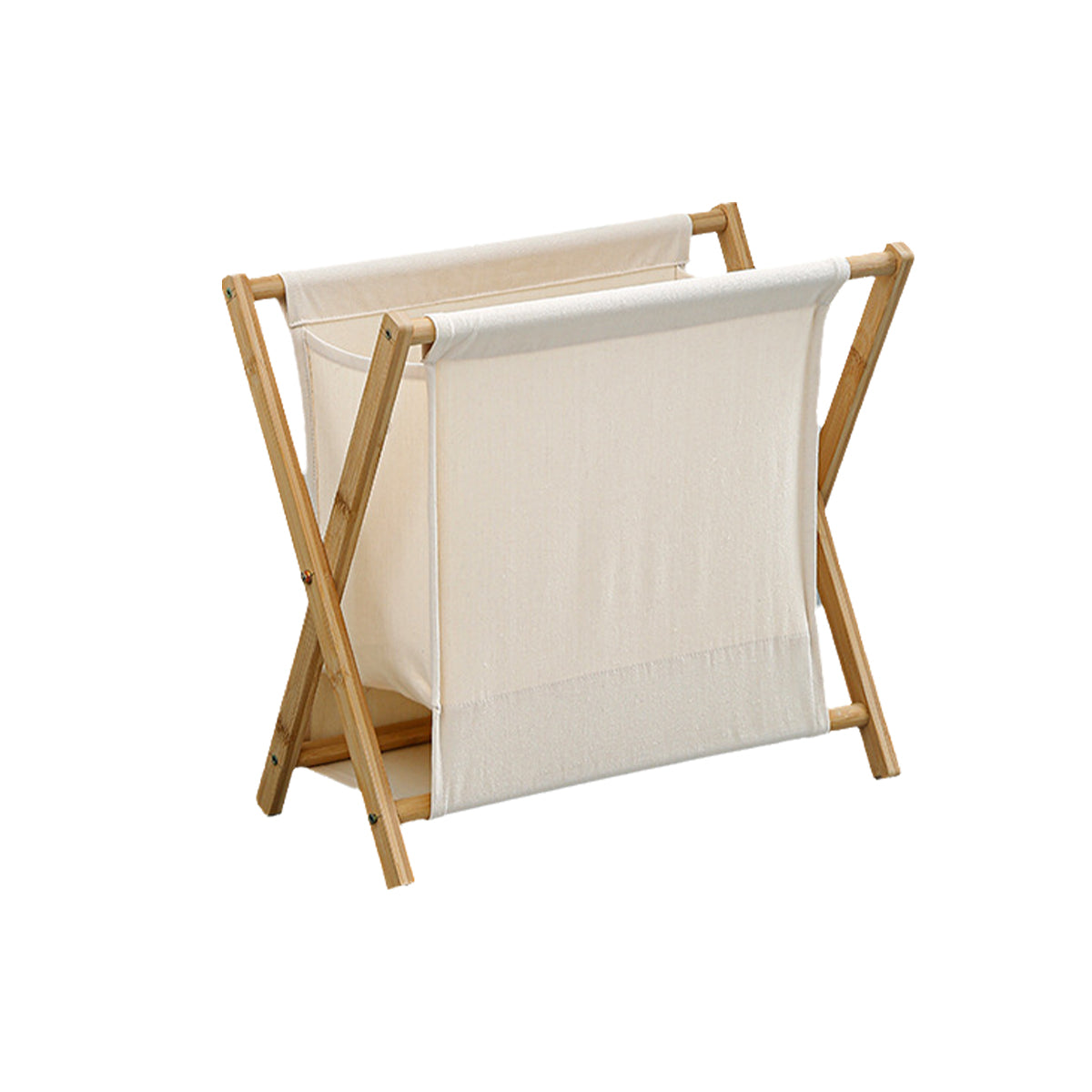 Wooden Collapsible Laundry Basket with Breathable Fabric