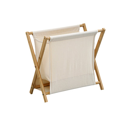 Wooden Collapsible Laundry Basket with Breathable Fabric