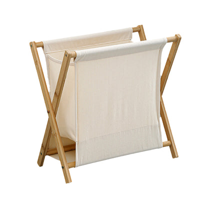 Wooden Collapsible Laundry Basket with Breathable Fabric