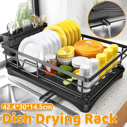 Large Capacity Kitchen Dish Drying Rack Sink Plate Bowl Storage Shelf