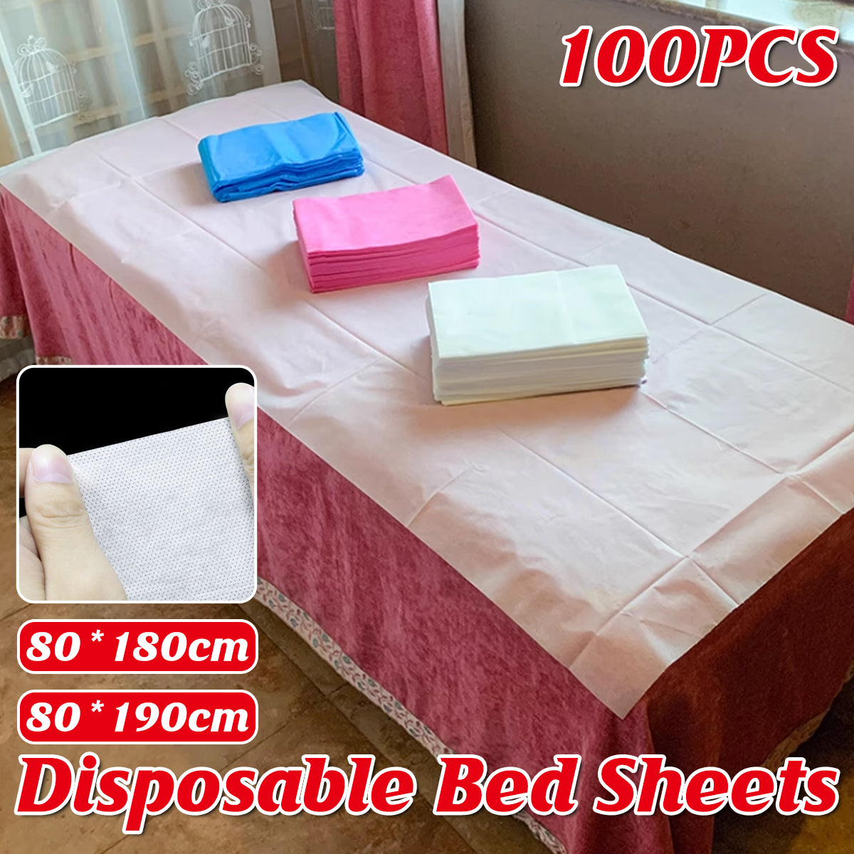 100 Pcs Non-Woven Breathable Bed Sheets for Salon Spa Hotel
