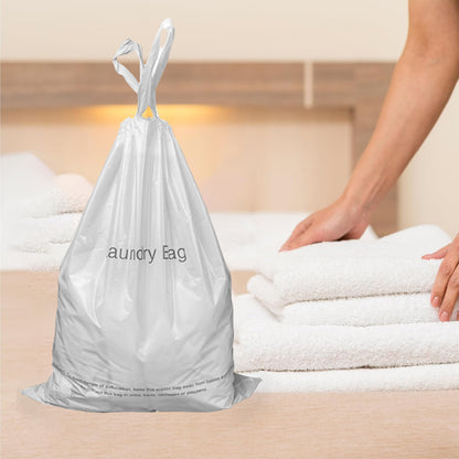 50 Pcs Disposable Plastic Laundry Bags with Drawstring Closure
