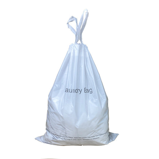 50 Pcs Disposable Plastic Laundry Bags with Drawstring Closure