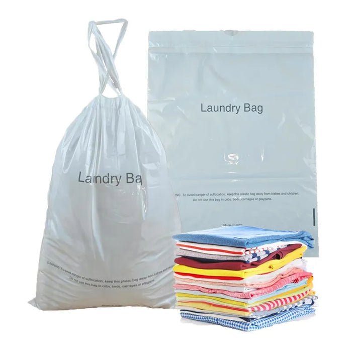 50 Pcs Plastic Laundry Bags with Drawstrings