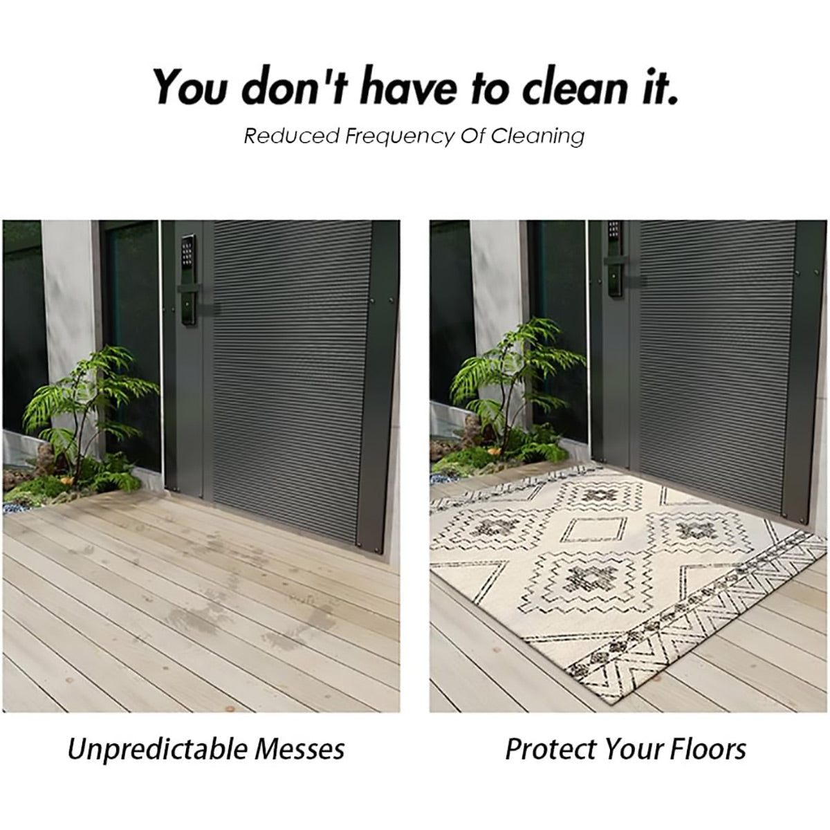 Anti-Slip Entrance Mat Bamboo-Cotton Blend Geometric Design