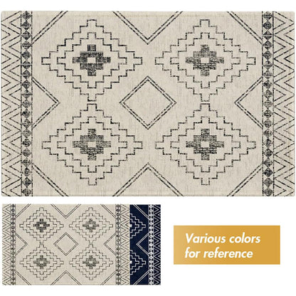 Anti-Slip Entrance Mat Bamboo-Cotton Blend Geometric Design