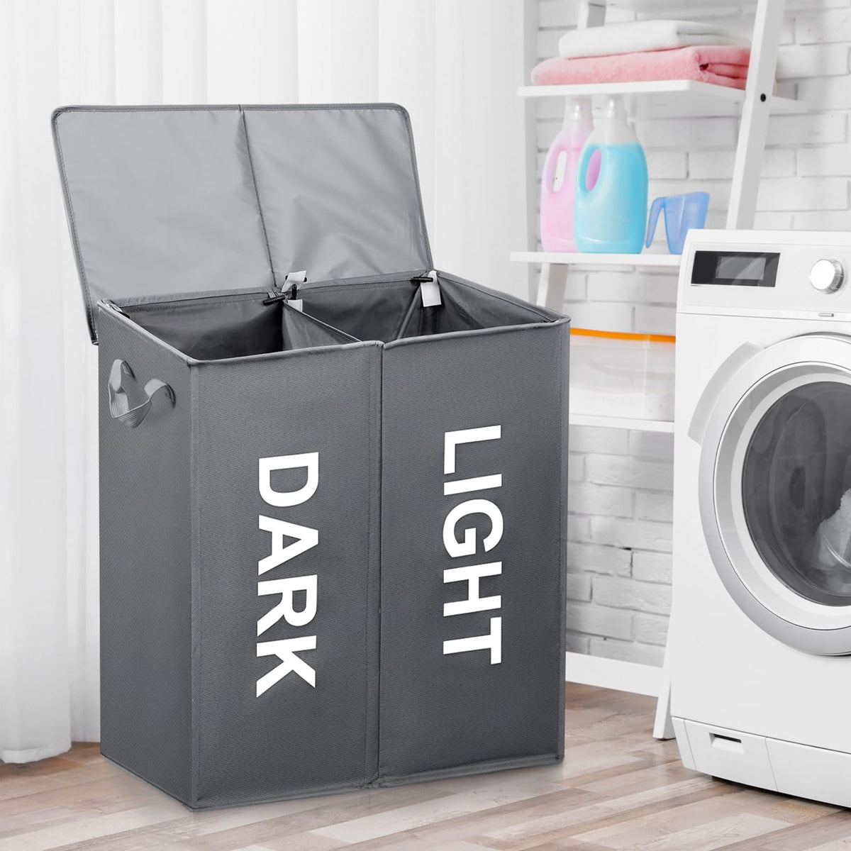 Oxford Cloth Double Laundry Basket for Dirty Clothes Storage Hamper Organizer