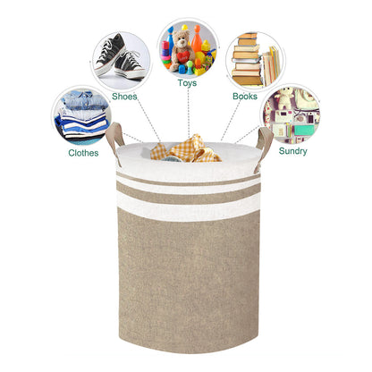 Foldable Canvas Laundry Basket for Dirty Clothes Storage Bag Hamper Organizer