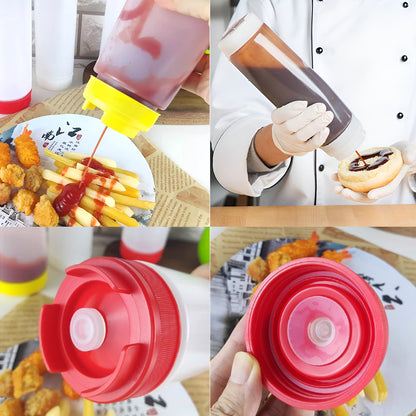 16oz Plastic Sauce Dispenser Bottles Large Capacity Double-ended Squeeze Bottles