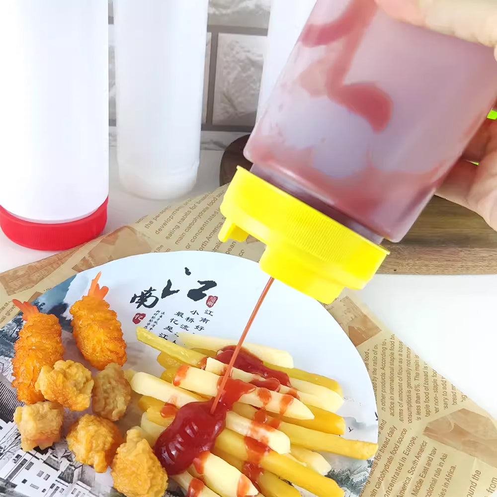 16oz Plastic Sauce Dispenser Bottles Large Capacity Double-ended Squeeze Bottles