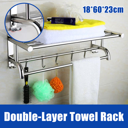 Stainless Steel Wall Mounted Towel Rack Double Layer for Hotel