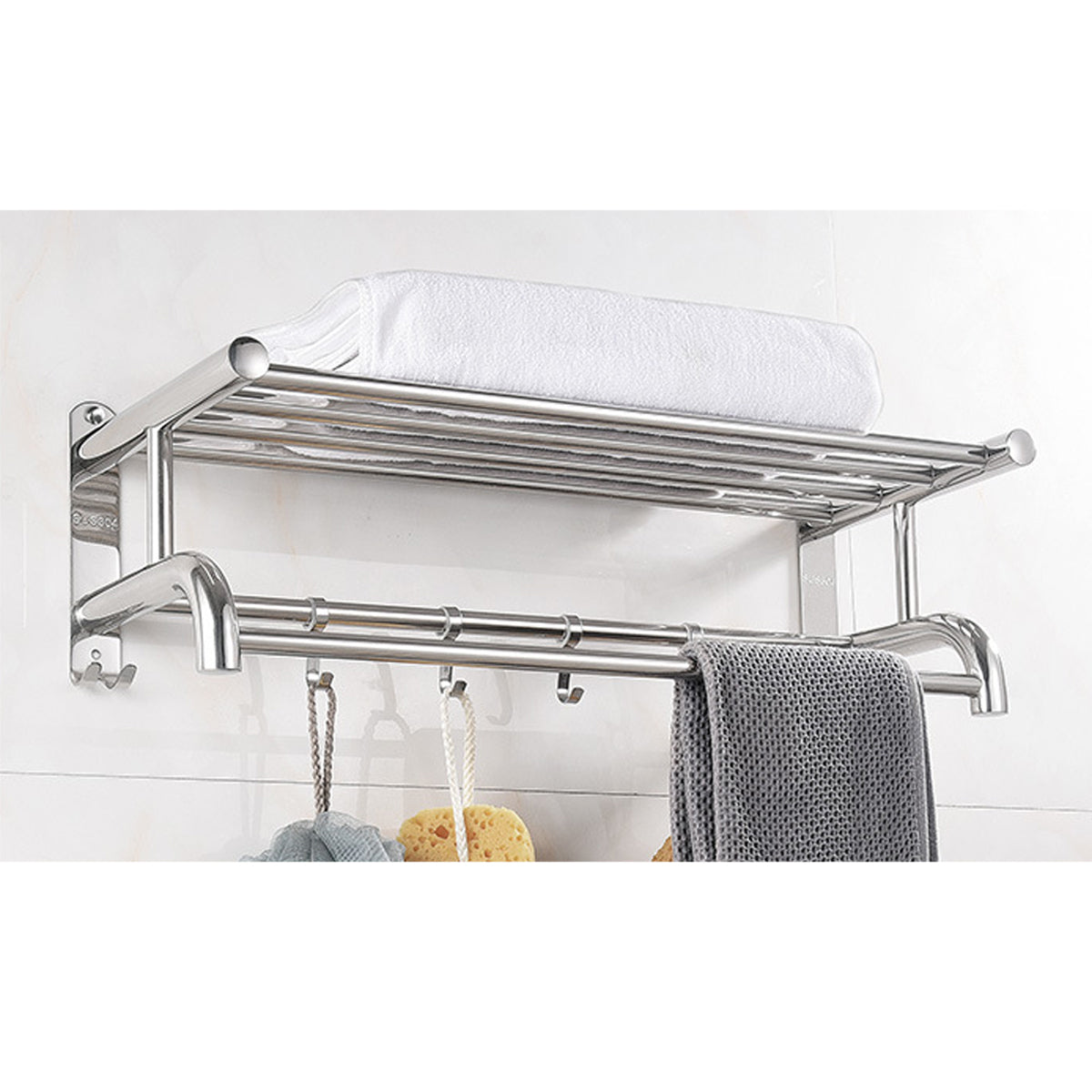 Stainless Steel Wall Mounted Towel Rack Double Layer for Hotel