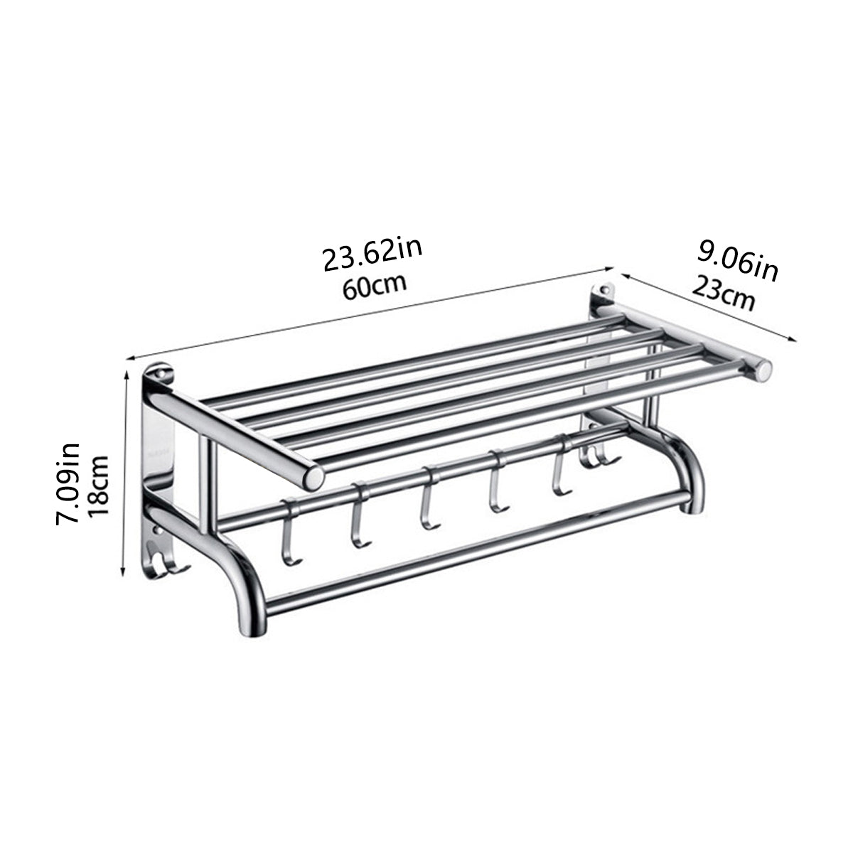 Stainless Steel Wall Mounted Towel Rack Double Layer for Hotel