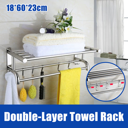 Stainless Steel Wall Mounted Towel Rack Double Layer for Hotel