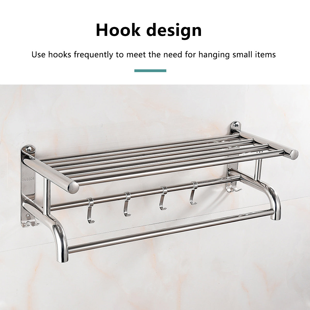 Stainless Steel Wall Mounted Towel Rack Double Layer for Hotel