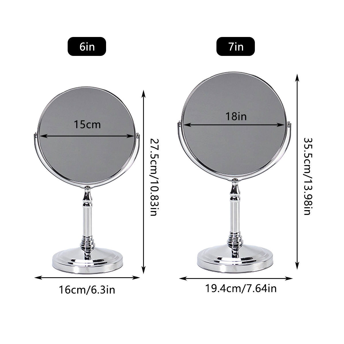 Table Top Vanity Mirror Double Sided with Magnifying Function