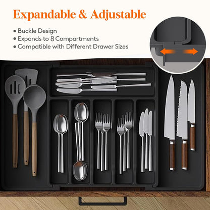 Expandable Cutlery Organizer Adjustable Silverware Drawer Storage Box Tray AU