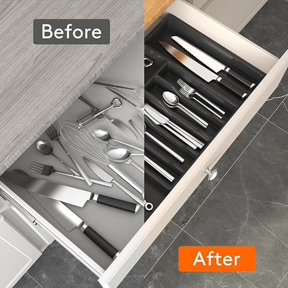 Expandable Cutlery Organizer Adjustable Silverware Drawer Storage Box Tray AU