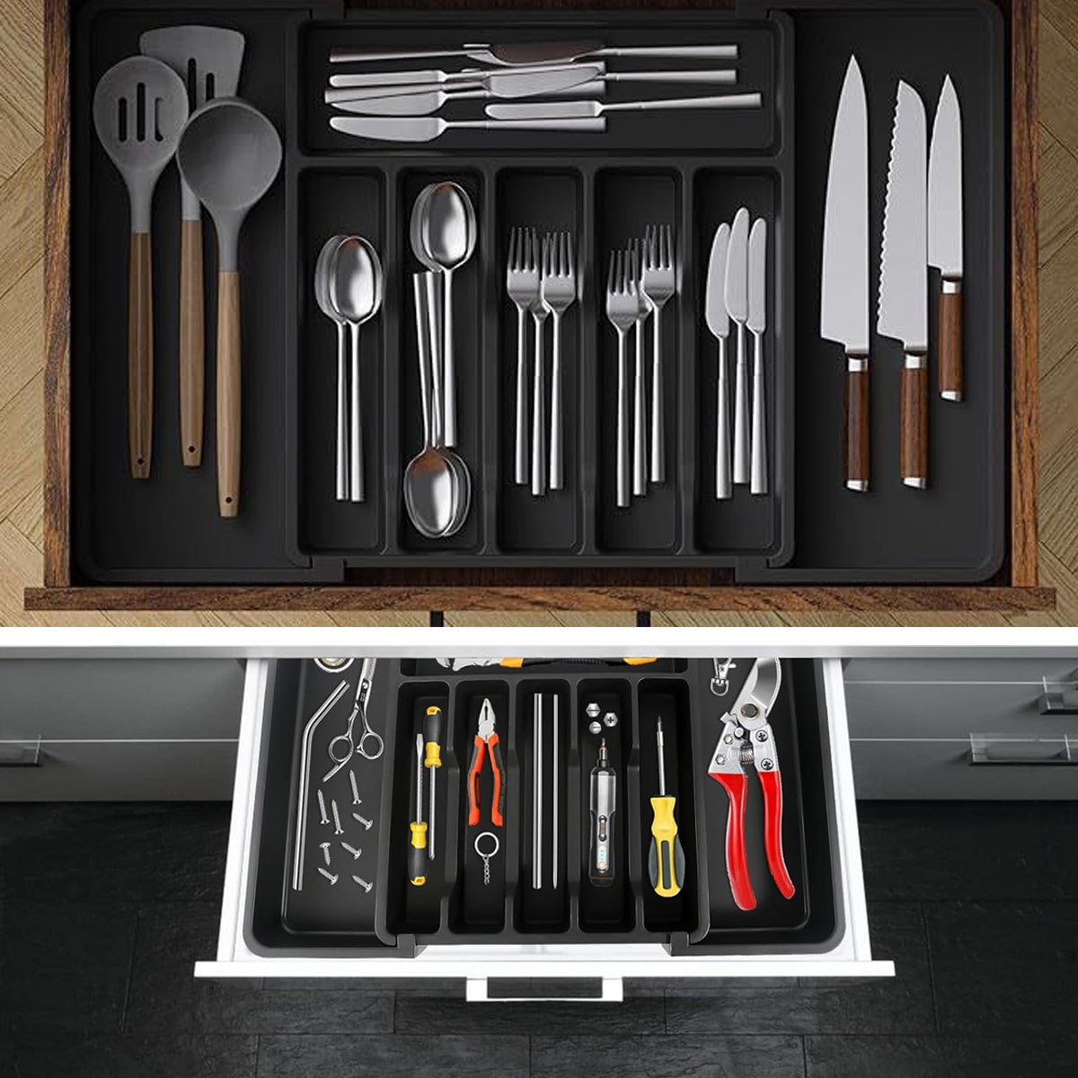 Expandable Cutlery Organizer Adjustable Silverware Drawer Storage Box Tray AU