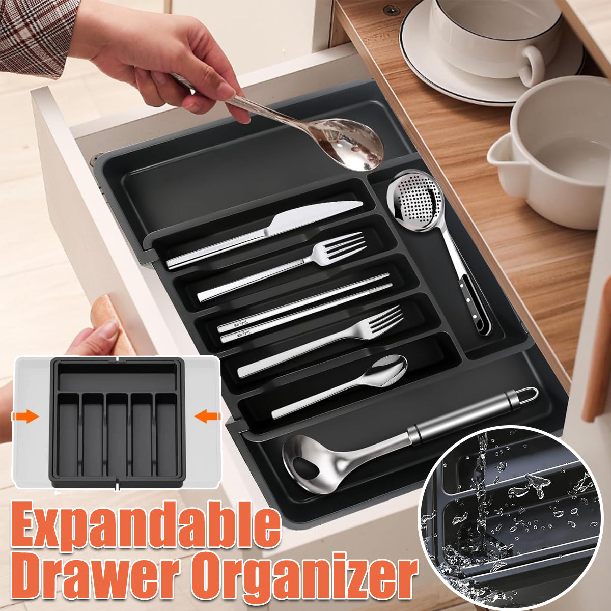 Expandable Cutlery Organizer Adjustable Silverware Drawer Storage Box Tray AU
