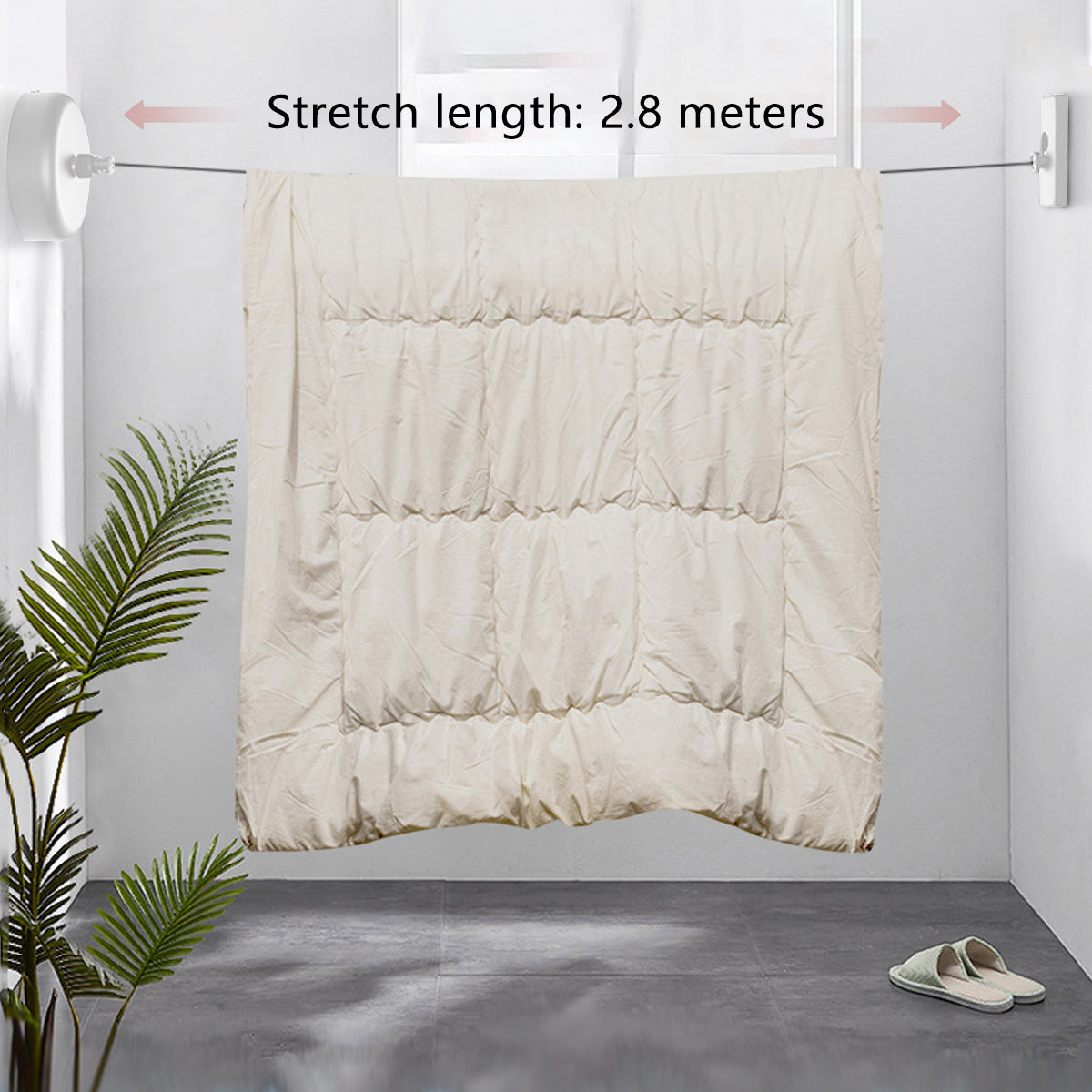 2.8m Length Stainless Steel Wall-Mounted Retractable Invisible Clothesline AU