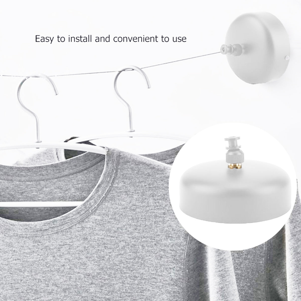 2.8m Length Stainless Steel Wall-Mounted Retractable Invisible Clothesline AU