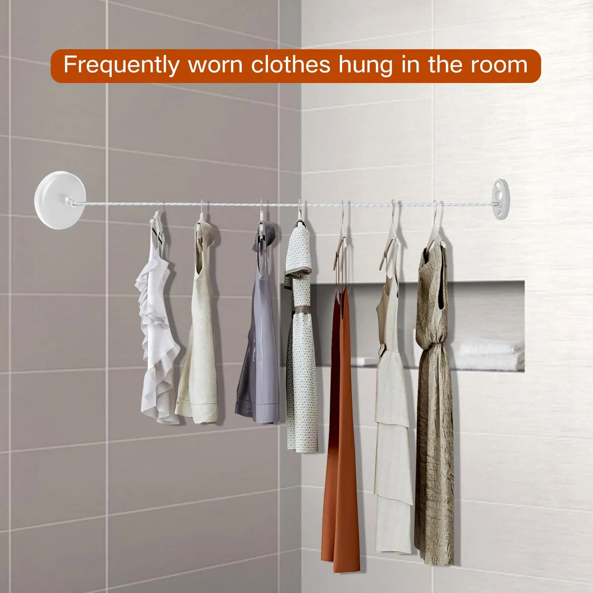 2.8m Length Stainless Steel Wall-Mounted Retractable Invisible Clothesline AU