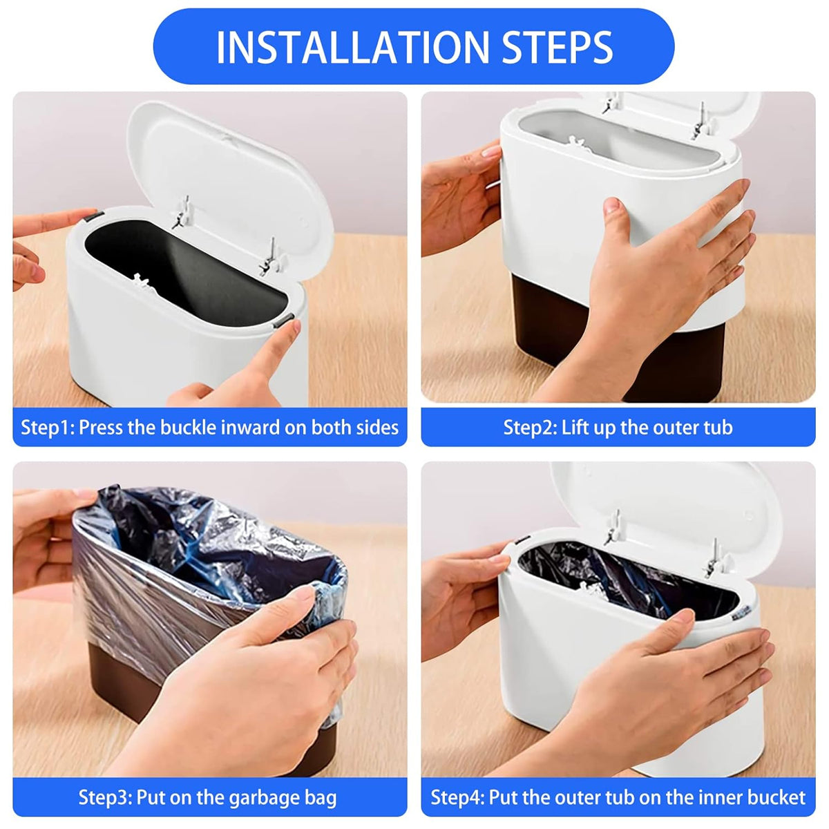 Desktop Wastebasket Organizer Small Trash Bin Compact Wastebasket for Office Use