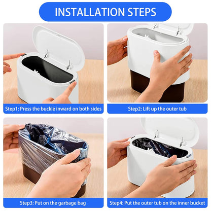 Desktop Wastebasket Organizer Small Trash Bin Compact Wastebasket for Office Use