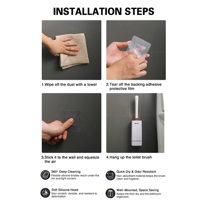 Silicone TPR Toilet Brush Cleaning Bathroom Holder Toilet Cleaner Wall-mounted