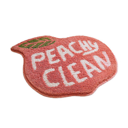 Peach Shaped Flocking Bathroom Mat Anti Slip Floor Rug