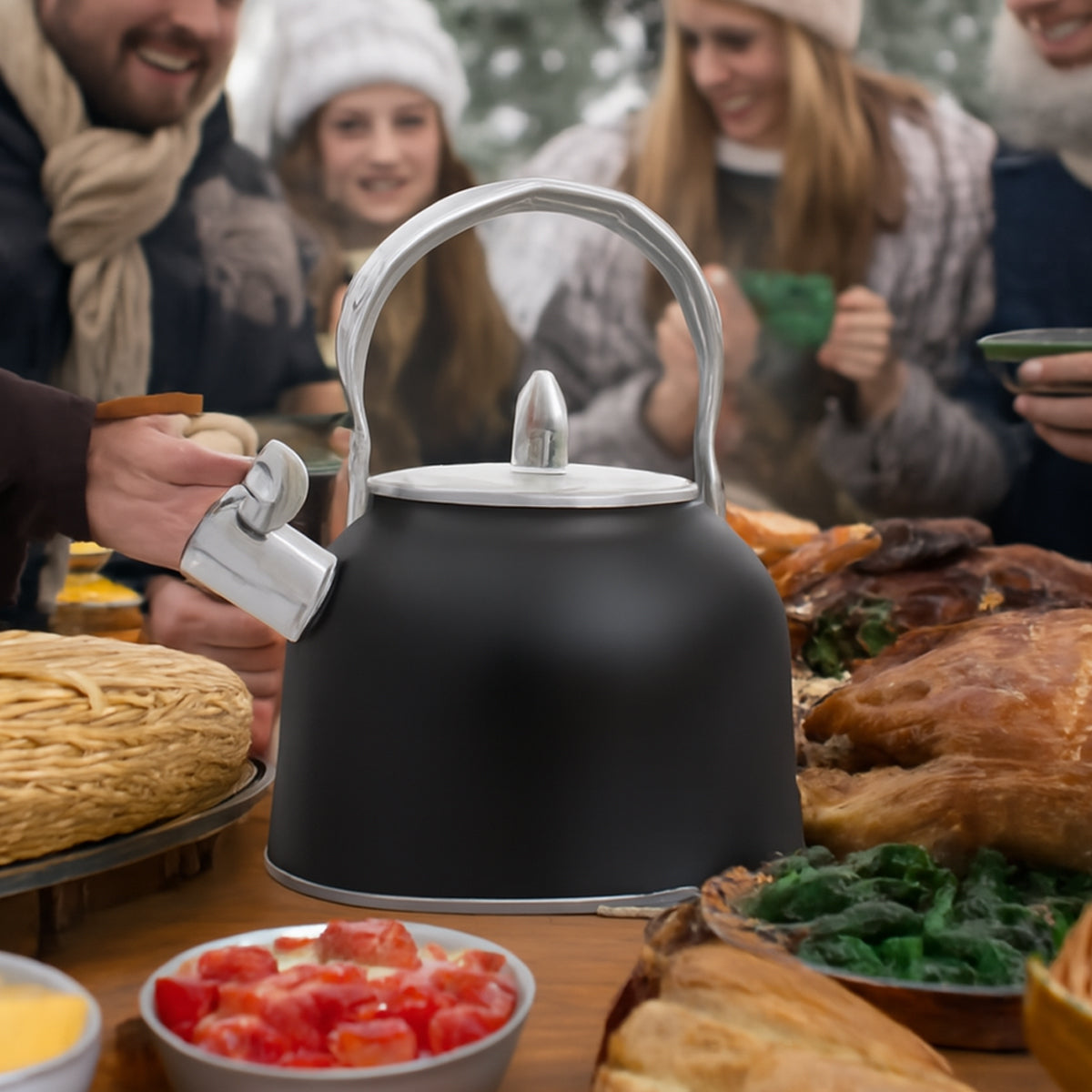 Stainless Steel Whistling Kettle with Foldable Handle for Home Kitchen