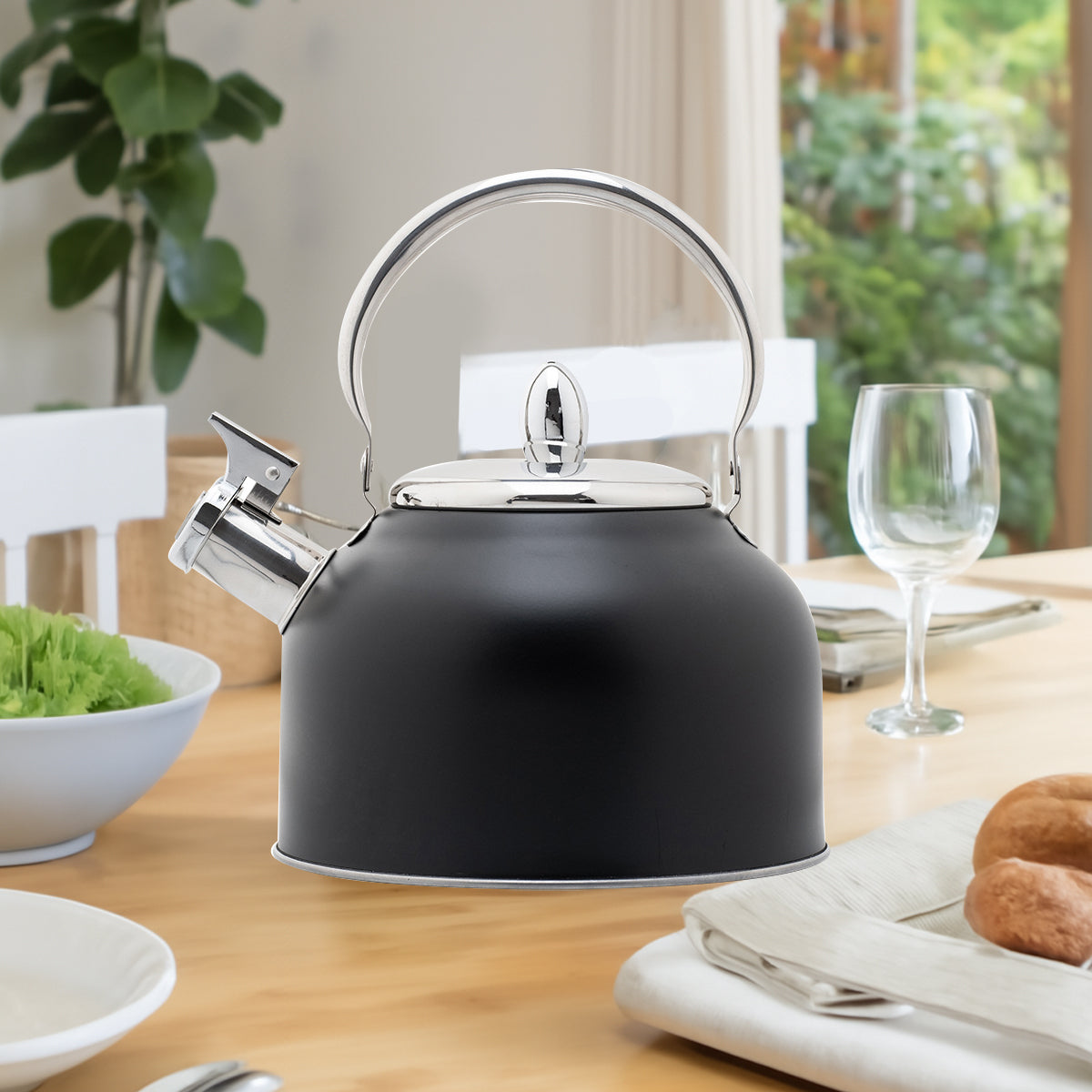 Stainless Steel Whistling Kettle with Foldable Handle for Home Kitchen